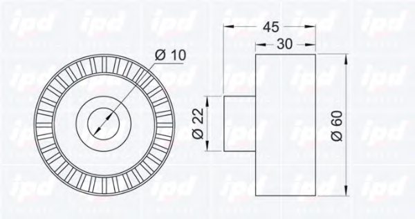 IPD 15-0879 Deflection/Guide Pulley, v-ribbed belt